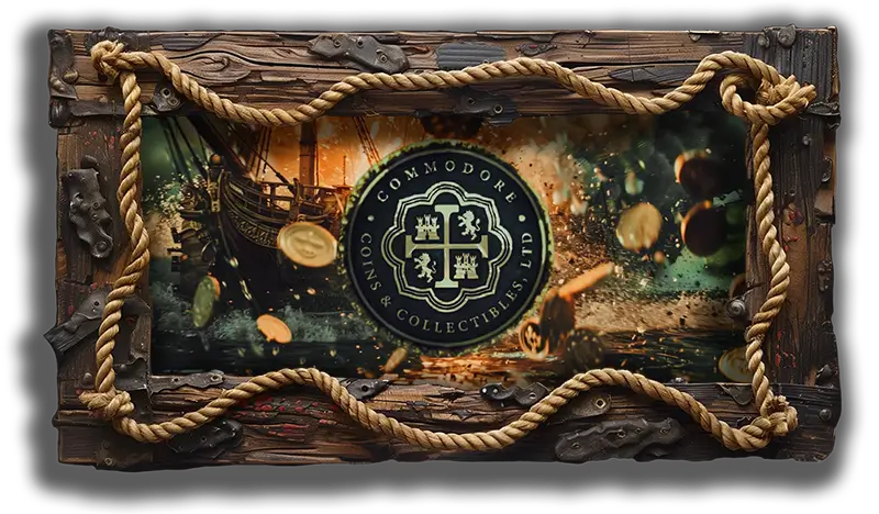 Commodore Coins and Collecticles, LTD. Lion coat of arms.