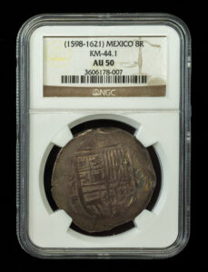 1598-1621 Mexico 8 Reales NGC AU50 Atocha Era