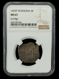 1692 Potosi 2 Reales Triple Dated NGC MS63 Finest Known!