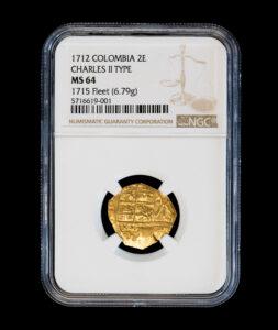 1712 Colombia 2 Escudos NGC MS64 from the 1715 Fleet