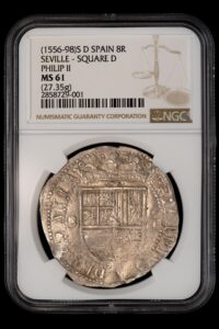 1556-98 Seville 8 Reales NGC MS61 - Tied 2nd Finest Known!