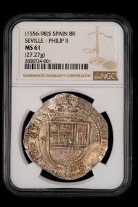 1556-98 Seville 8 Reales NGC MS61 - 3rd Finest Known!
