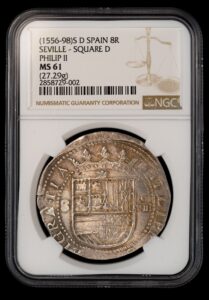 1556-98 Seville 8 Reales NGC MS61 - 2nd Finest Known!