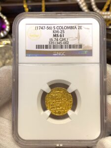 1747-56 Colombia 2 Escudos NGC MS 61 