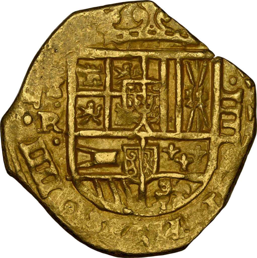1630-1647 Seville 4 Escudos partial date gold cob treasure