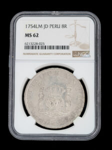 Superb 1754 Lima Peru 8 Reales "Pillar Dollar" NGC MS-62