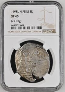Rare 1698 Lima Peru 8 Reales NGC XF-40 - Double Dated - Finest Known!