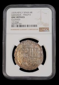 1576-87 Granada Spain 4 reales silver cob NGC UNC Details