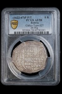 1622-47 Potosi 8 reales PCGS AU58 silver cob