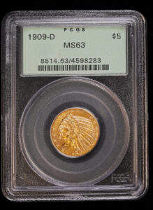 1909-D $5 Indian PCGS MS63 OGH