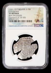 1651-52 Potosi 3.75 Reales NGC VF Details (Counterstamped) - Capitana