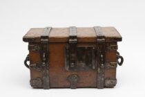 Dutch Iron bound oak chest with lock and key 17th century treasure chest