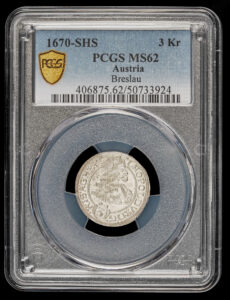 1670 Austrian 3 Kreuzer PCGS MS62 