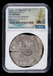 1651-52 Potosi Capitana Shipwreck 8 Reales NGC VF Details 