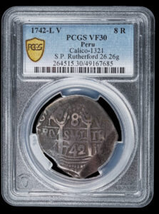 1742 Lima 8 Reales PCGS VF30 Rutherford collection