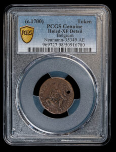 C.1700 Hasselt Belgium Skull Token PCGS XF Detail