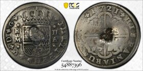 1721 Madrid 2 Reales PCGS F Detail - Counter Stamp
