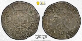 1649 Spanish Netherlands Patagon PCGS XF45