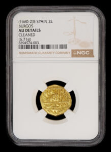 1660-1662 Burgos 2 Escudos NGC AU Details - Rare!