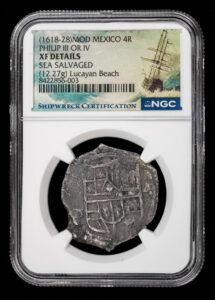 Mexico 4 Reales lucayan beach wreck treasure cob