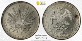 1890 Mexico 8 Reales PCGS AU Detail