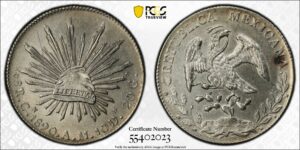 1890 Mexico 8 Reales PCGS AU Detail