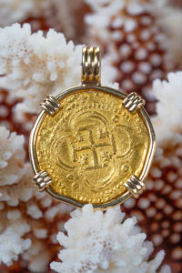 1556-1598 Seville 4 Escudos Pendant in 14K Bezel pirate treasure coin
