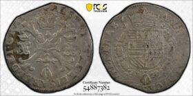 1612-21 Spanish Netherlands 1/2 Patagon PCGS VF Detail