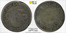 1844/3 Colombia 2 Reales PCGS F12