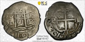 1671 Potosi 2 Reales PCGS F Detail