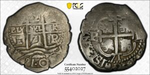 1671 Potosi 2 Reales PCGS F Detail