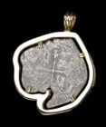 1634-1655 Mexico 4 Reales Pendant in 14K Bezel - Sea Salvaged
