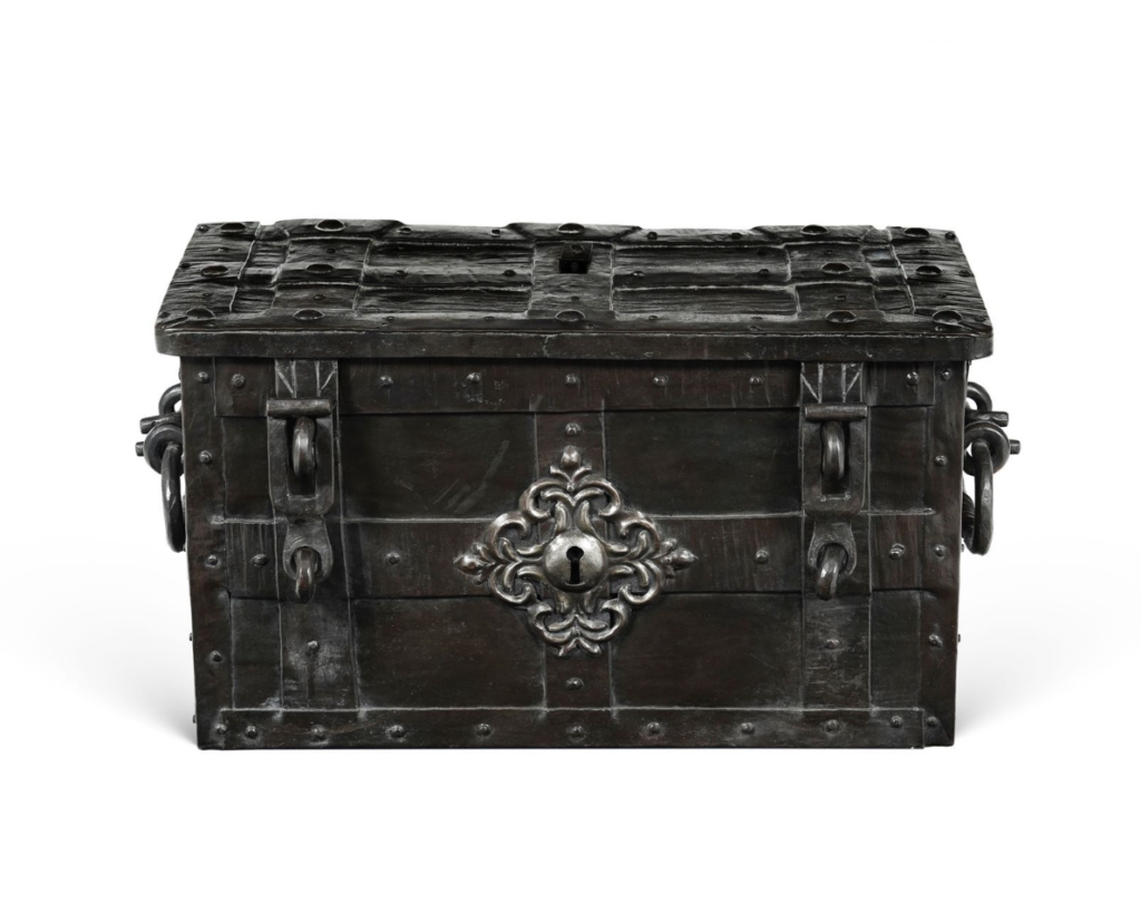 17th Century Nuremburg Made Iron Armada Chest with Original Key