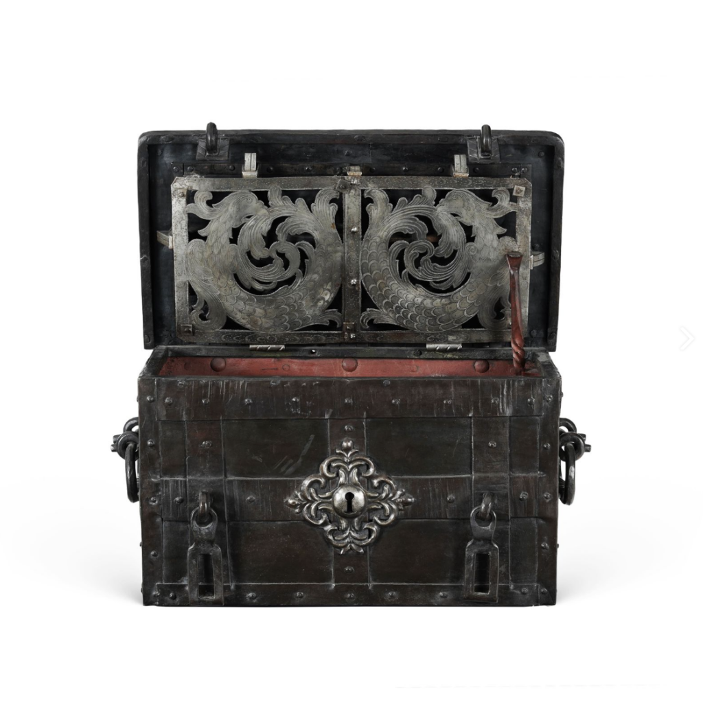 17th Century Nuremburg Made Iron Armada Chest with Original Key