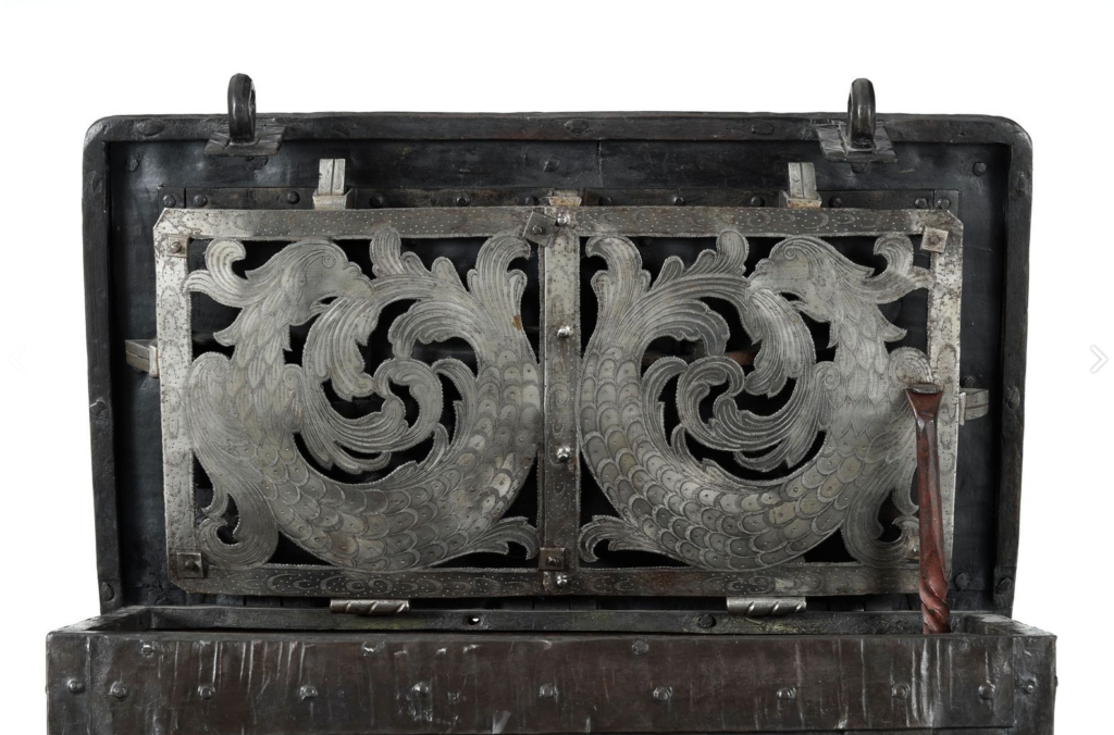 17th Century Nuremburg Made Iron Armada Chest with Original Key