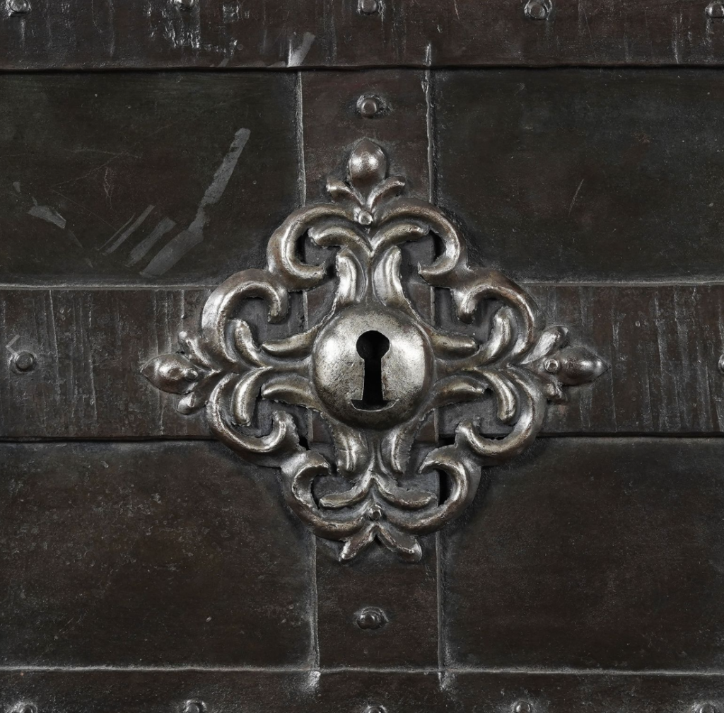 17th Century Nuremburg Made Iron Armada Chest with Original Key