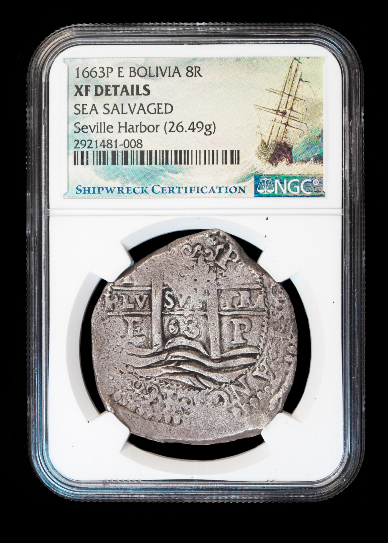 1663 Potosi 8 Reales NGC XF Details – Seville Harbor Wreck
