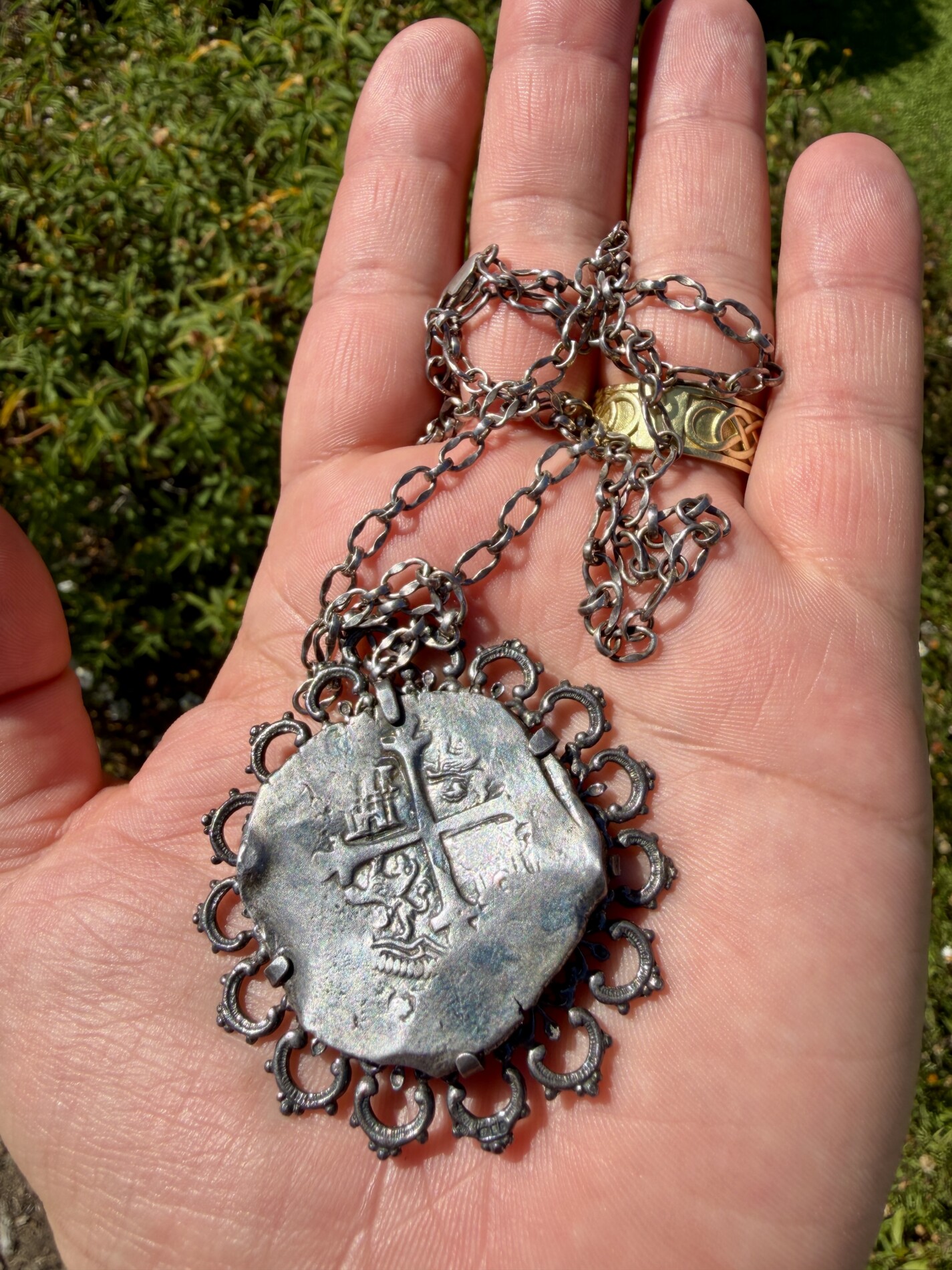 1618-1628 Mexico 8 Reales Pendant in Silver Bezel – Lucayan Beach Shipwreck Treasure
